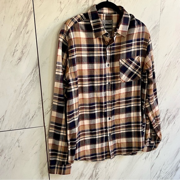 4/$30 Primark Vintage Flannel Tartan Plaid Long Sleeve Cotton Button Up Shirt L - Picture 3 of 6